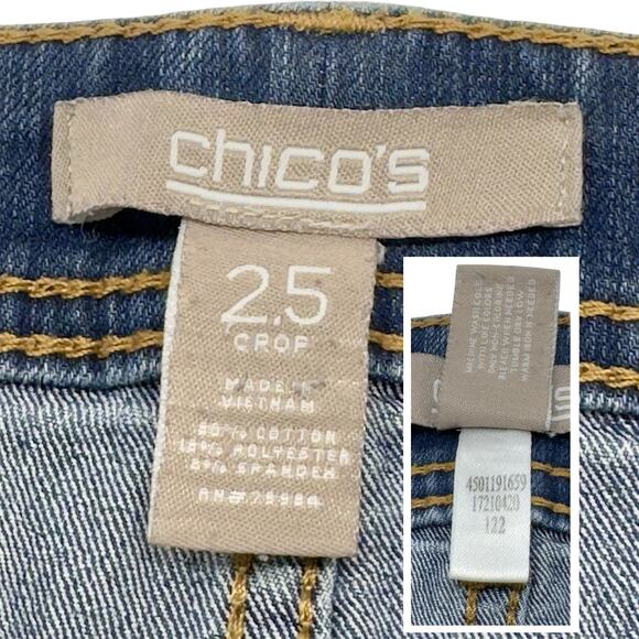 Chicos Crop Jeans 2.5 (14) 36x23 Mid Wash/Rise Stretch Denim Everyday Beach Y2k - Picture 8 of 13